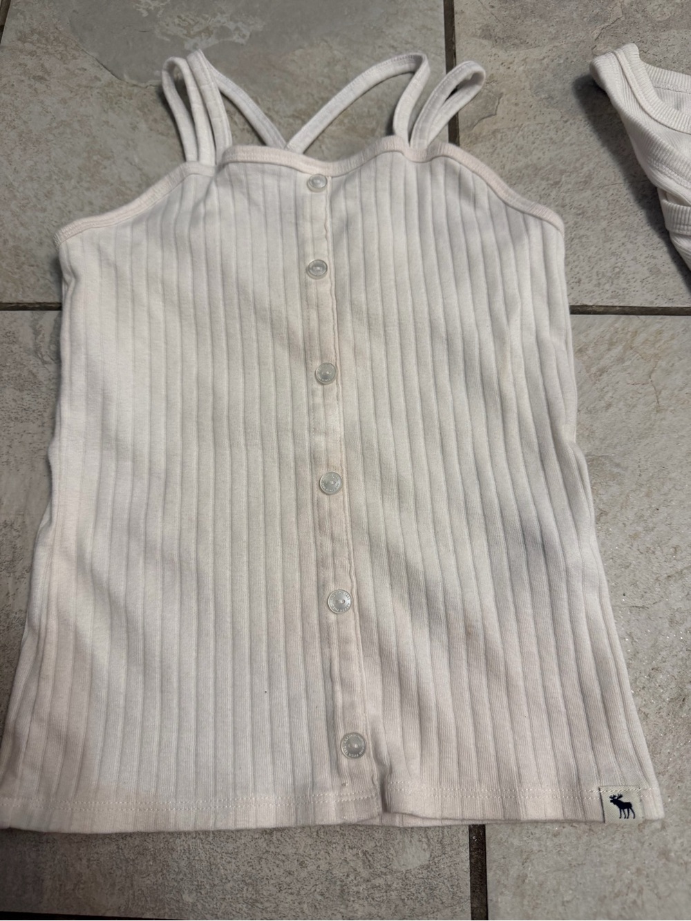 Girls' White Ribbed Tank & Button Cami Set - Picture 2 of 6